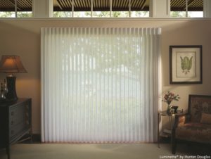 luminette vertical blinds in the open living room